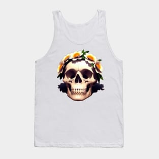 Just a Scull With Flowers Tank Top